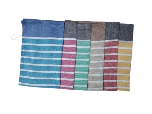 Image of Premium 6 Pcs Hand Towels | 250 GSM Cotton | Face Towel | Kitchen Towel | Floor Towel | Soft Towels | Size 16W x 25L Inches | Striped & Solid Pattern. (Pack of 6), Assorted