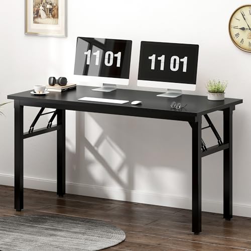 Image of Need Computer Desk Office Desk 47 inches Folding Table with BIFMA Certification Computer Table Workstation No Install Needed, Black Brown