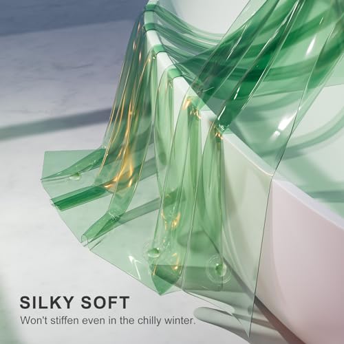 Image of AmazerBath Heavy Duty Shower Curtain and Liner 2-in-1, 100% EVA Luxury Soft Clear Mint Green Shower Curtain Liner, 72x72 Plastic Weighted Shower Curtain, 12 Rustproof Grommets & 3 Heavyweight Stones