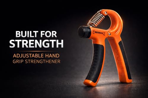 Image of Kin-Kart Adjustable Hand Gripper, Orange and Black, Steel Spring Construction, 10-40kg Resistance Range, Ergonomic Comfort Grip, for Hand Strength Training (ORANGE, 10-40 KG)