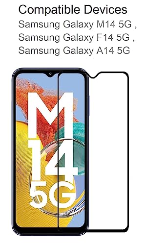 Image of HD Tempered Glass Screen Protector Compatible For Samsung Galaxy M14, A14, F14 5G With Edge To Edge Coverage And Easy Installation Kit