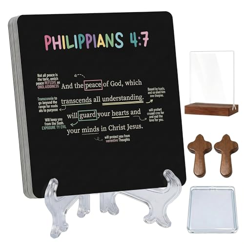 52 Bible Verse Cards for Christians - Scripture Cards with Storage Box, Acrylic Stand & Wooden...