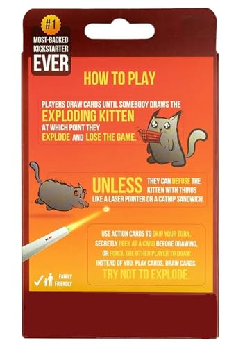 Tickles Exploding Kittens Party, Family and Adult Card Game (Ages: 7 Year & Up; 2 Player Edition)