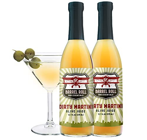 Barrel Roll Bar Essentials Cocktail Mixers - Dirty Martini Mix - Olive Brine - Handcrafted in the USA - Small Batch Drink Mix - Olive Juice - 25.4 Ounce Martini Juice Bottle – Vodka Gin Vermouth Mixer