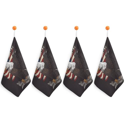 Serviettes en microfibre lot de 4 pour cuisine et bain avec boucle - 2