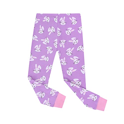 Benaive Girls Easter Pajamas Kids Bunny Easter Pjs Long Sleeves Set 100% Cotton Novelty Girls Sleepwear 2 Pieces Size 6 - image 3