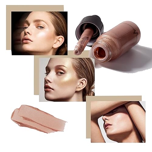 Liquid Highlighter Makeup,Shimmer Highlighter Stick,Liquid Bronzer,Natural Pink Shimmer Smooth Blendable, Body Shimmer Liquid Blush,Face Body Glow,bronze shimmer smooth blendable, face body glow - Image 7