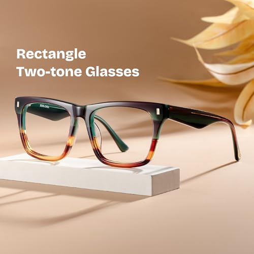 Image of Zeelool Blue Light Blocking Glasses for Men, Rectangle Fashion Glasses Frame Eyeglasses with Anti UV Glare & Eyestrain Lens ZJGA996987-03B