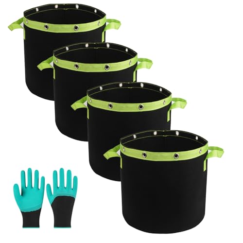 YOUXISC Pflanzsack groß 30L (4er Set), Pflanzenbeutel aus Filz, Wiederverwendbarer Pflanzsack mit Gartenhandschuhen,Ideal für Balkon, Garten & Terrasse,Atmungsaktiv, Robust & Langlebig Plant Bags