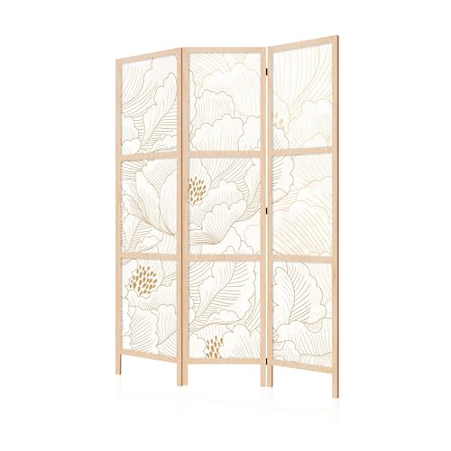 LUMASOUL Separe Divisorio Interno Monofacciale - Paravento da Interno 3 Pannelli Divisorio per Ambienti - Divisori per Interni con Motivo Giapponese - 135x172 cm