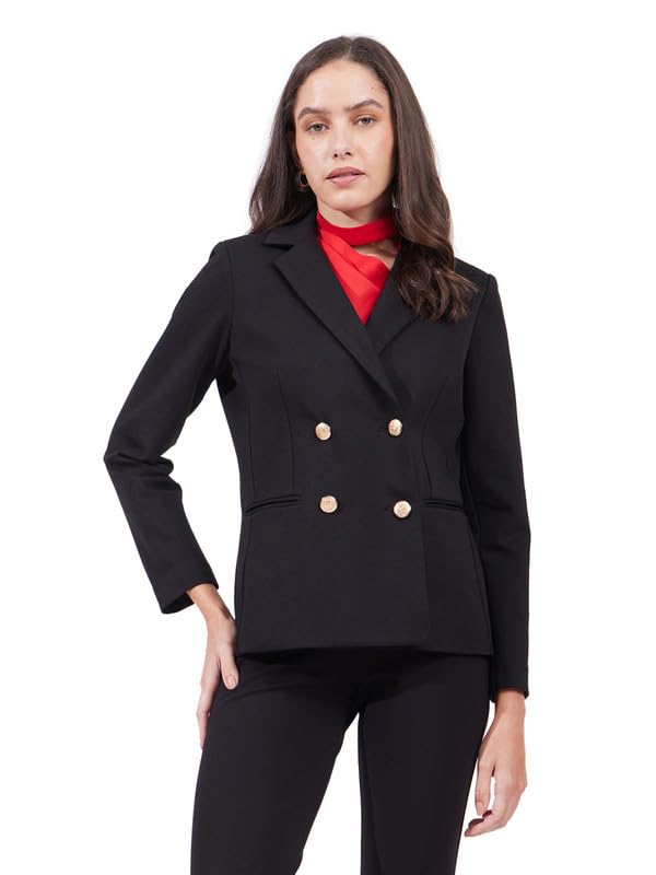 fablestreet LivIn Double Breasted Blazer - Black-picture-34