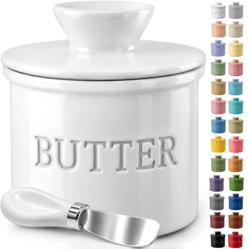 Priority Chef Butter Crock with Lid with Water Line, Ceramic...