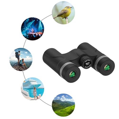 Binoculares compactos 8x21 para adultos y niños, negros miniatura 6