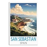 iPuzou Vintage-Reiseposter San Sebastian Spanien, 20 x 30 