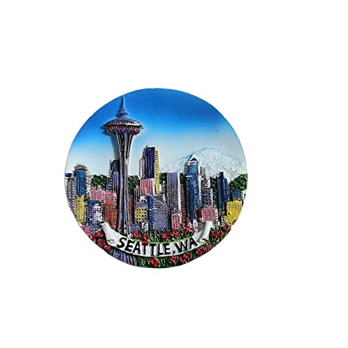 Seattle WA 3D USA Fridge Magnet Souvenir Gift,Resin Handmade Seattle Refrigerator Magnet Home & Kitchen Decoration Collection