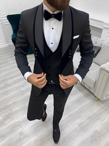 Men's Suit Wedding Jacket Pants Vest Bow Tie 4-Piece Set Formal Party Dress Fashion Tuxedo for Male3