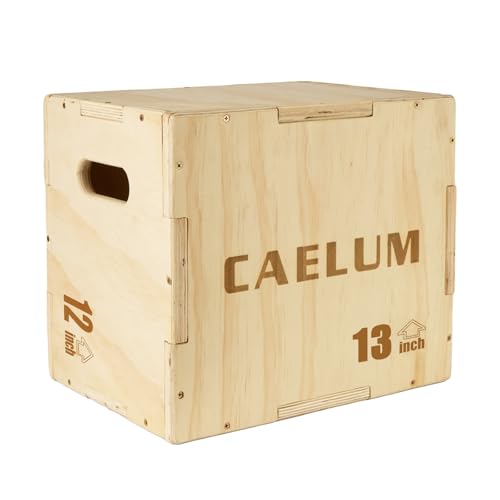 CAELUM 3-in-1 Wooden Plyo Box – Non-Slip Jump Box for Home & Gym, Heavy-Duty 400lbs Plyometric Box for Step-Ups, Squats, Strength & Agility Training 16' x 13' x 12'