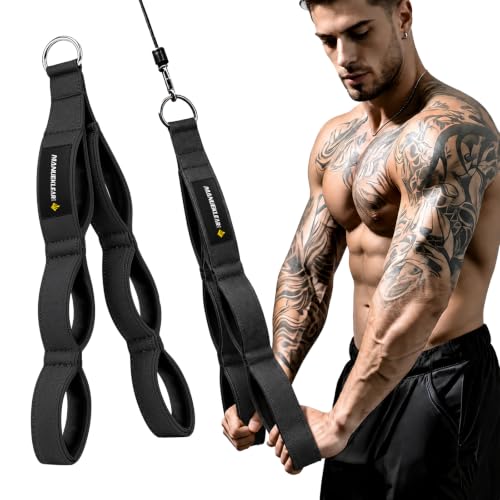 Image of MANUEKLEAR 24-Inch 3-Grip Tricep Rope Cable Attachment for Gym Greater ROM