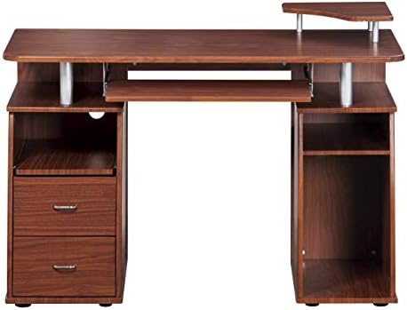 Techni Mobili Complete Computer Workstation Desk With Storage, Mahogany, 48" W x 22" D x 34" H