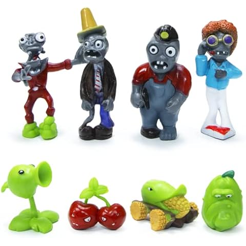 Maikerry 8pcs Plants and Zombies PVC Toys vs Plush, Action Figures Set Toy Great Gifts for Kids and Fans,Birthday and Party Cover