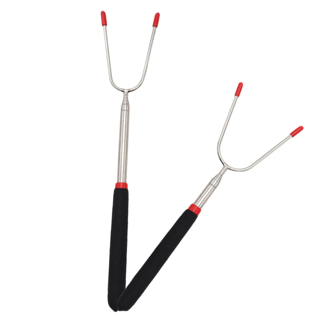 Totority Bbq Fork Set 2pcs Stainless Steel Bbq Skewers Flat Kabob Sticks Roasting Sticks Meat Forks