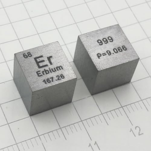 1 Piece 10mm Pure Erbium Metal Density Cube, 99.9% High Purity Carved Er, for Periodic Table Element Specimens Collection Hobbies, Classroom Demo, Science Fair and Lab Research Experiments