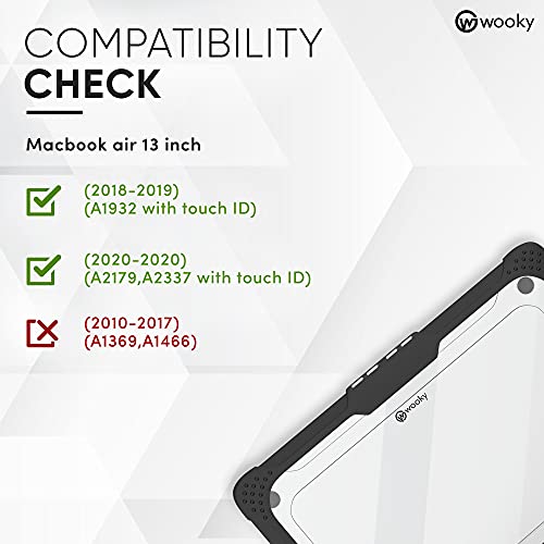 Image of WOOKY MacBook Air M1 13.3 inch Shockproof 360 Degree PC + TPU Protection Plastic Hard Shell Flip Cover Case for MacBook Air A1932 A2179 A2337 (13.3 inch) - Black Clear