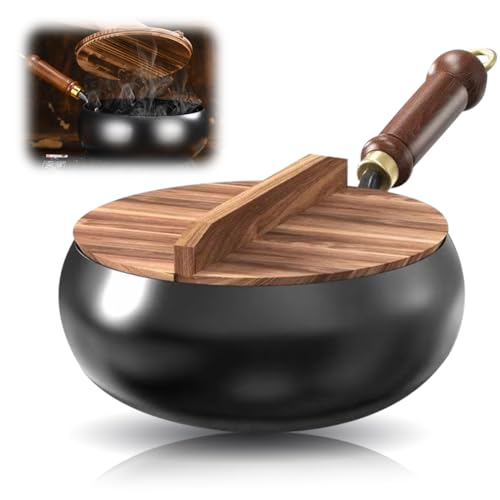 MIUUIPI Padella in ferro forgiata non rivestita, diametro 24 cm, wok fatto a mano, grande pentola per diversi stili culinari e ricette, per fornelli a gas e a induzione