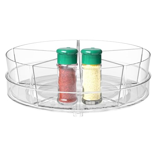 Turntable Organizer with Removable Bins Clear Lazy Susan Organizer Round Rotating Tray Organizer Divided Lazy Susan Turntable for Home Pantry Fridge Snack Spice(Transparent Color,5 Grid)