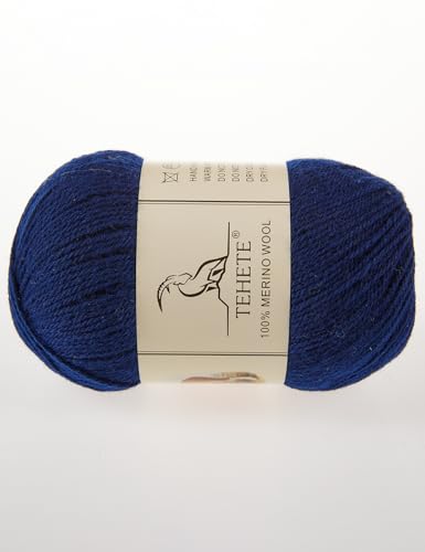 Image of 100% Merino Wool Yarn for Knitting 3-Ply Luxury Warm Soft Lightweight Crochet Yarn(Navy Blue,3Balsl)
