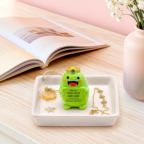 Image of PUDDING CABIN Funny Birthday Gifts for Women Dinosaur Ring Holder Dish for Rings Earrings Necklace Bracelets Jewelry Organizer Cute Room Decor, Mothers Day Gift for Mom Friendship Christams