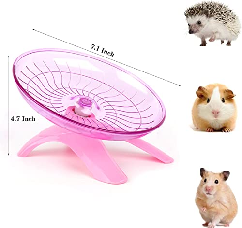 Silent Hamster Wheel 7 Inch Exercise Wheel for Syrian Hamsters Hamster Flying Saucer Quiet Spinner Running Wheel for Gerbil Chinchilla Guinea Pig Mice Hedgehog Small Animals (Pink) - Image 3