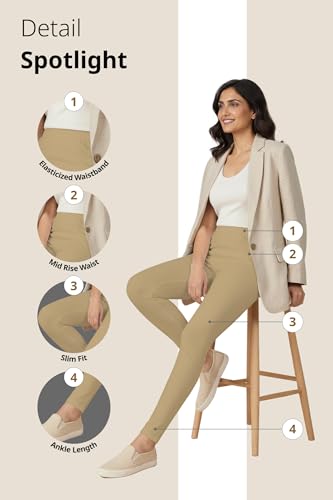 Image of Women's Cotton Lycra Ankle Length Leggings | Regular Rise, Soft 4 Way Stretch Fabric | Casual & Ethnic Wear