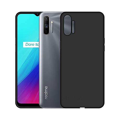 Image of Case Creation Luxurious OG Series for RealmeC3 Case Cover,Anti-Dirty Slim Case Frosted Matte Cute Candy TPU Raised Bezel (Splash of Color) Back Cover for Realme C3 -Black