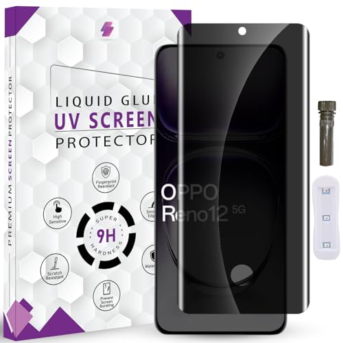 Image of Advanced HD+ UV Privacy Tempered Glass Screen Protector for Oppo Reno 12 / Reno 12 Pro (6.7 Inch, Pack of 1) Anti-Spy /Anti-Peeping 9H Hardness Screen Guard with Installation Kit & Guide