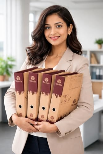 Image of TULMAN Lever Arch Binder Box File Folder (Pack of 4) | A4 & Legal Size Document Organizer | 35 x 9 x 28 cm Khakhi Certificate Holder | Heavy Duty Office & School File Storage