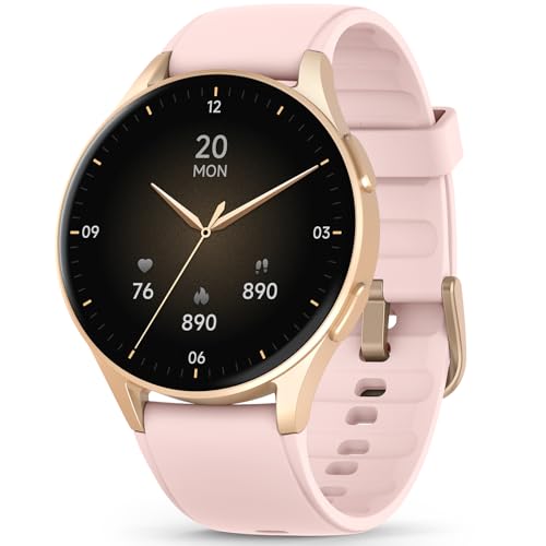 Reloj inteligente para mujer, Alexa, GPS, HRV, VO2 Max, oxígeno en sangre, monitor de sueño y estrés, brújula, altímetro, AMOLED de 1.35 pulgadas, fitness y salud de la mujer, impermeable, compatible