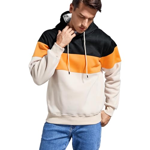 Ymosrh Men's Hoodies, Color Block Long Sleeve Athletic Workout Gym Pullover Hooded Sweatshirts with Pockets, M-4XL2