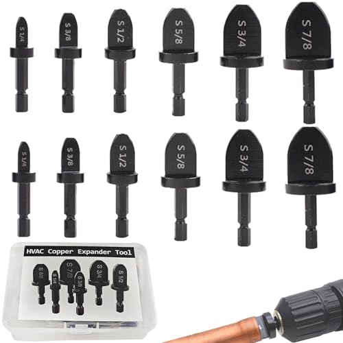 Swedge HVAC Swaging Set - 12Pcs Copper Pipe Expander and Flaring Tool Kit With Drill Bit Set for Precision Hand Tools