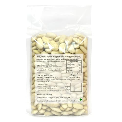 Image of Minimal Whole Blanched Almonds 150g | Premium Skinless Almonds | Smooth Texture, Clean Taste | Ideal for Snacking, Baking & Desserts (Pack Of 1)