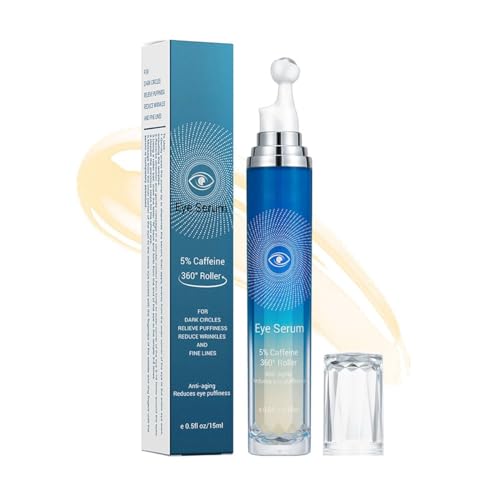 Novobey 5% Caffeine Eye Serum, Deep Hydration Eye Cream For Dark Circles With 360° Massage Ball, Dark Circles Under Eye Treatment For Dark Circles Puffiness Wrinkles Fine Lines