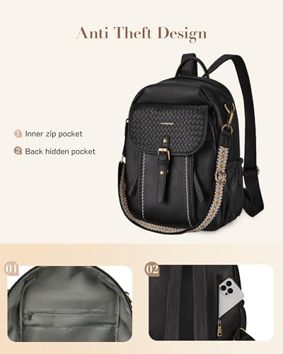 Image of Missnine Leather Backpack Purse for Women, Ladies Fashion Backpacks, Convertible Vintage Bag for Travel, Work, Everyday