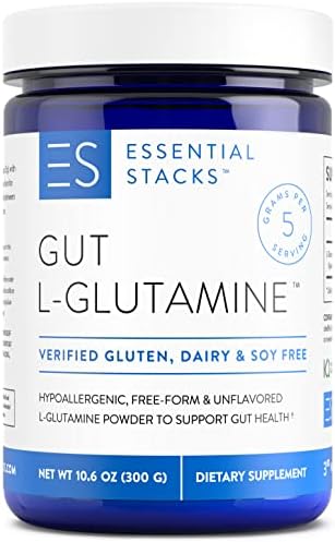 Essential Stacks Gut L-Glutamine Powder - Gluten, Dairy & Soy Free - Made in USA - Pure L Glutamine Powder for Gut Health - Non-GMO & Vegan Glutamine Supplement