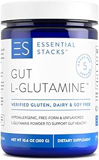 Essential Stacks Gut L-Glutamine Powder - Gluten, Dairy & Soy Free - Made in USA - Pure L Glutamine Powder for Gut Health - Non-GMO & Vegan Glutamine Supplement