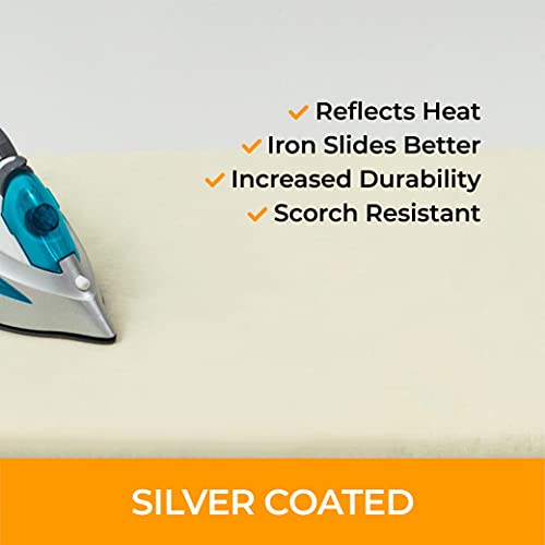 Ironing Board Cover and Pad Extra Thick Heavy Duty Padded 4 Layers, Silver Coated Ironing Board Cover, Non Stick Scorch and Stain Resistant Standard Size 15x54 inch with Elasticized Edges (Linen) - Thumbnail 4