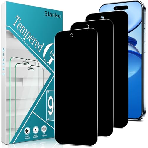 Slanku 3 Pack for iPhone 17 Air Privacy Screen Protector 6.5-Inch iPhone Air Anti Spy Film Full Coverage 9H Tempered Glass Anti Scratch NO Bubbles Easy To Install