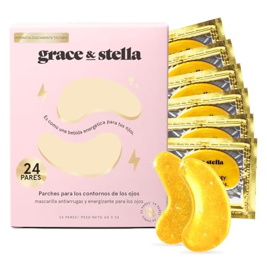 Grace and Stella Parches Ojos Bolsas y Ojeras para Reducir Ojeras, Bolsas, Arrugas - Parches Ojos de Gel, Cuidado Personal Vegano No Testado en Animales [24 Pares, Oro]