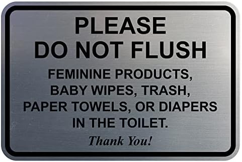 All Quality Classic Framed Please Do Not Flush Thank You Bathroom Etiquette Sign - 4" x 6" (Brushed Silver)