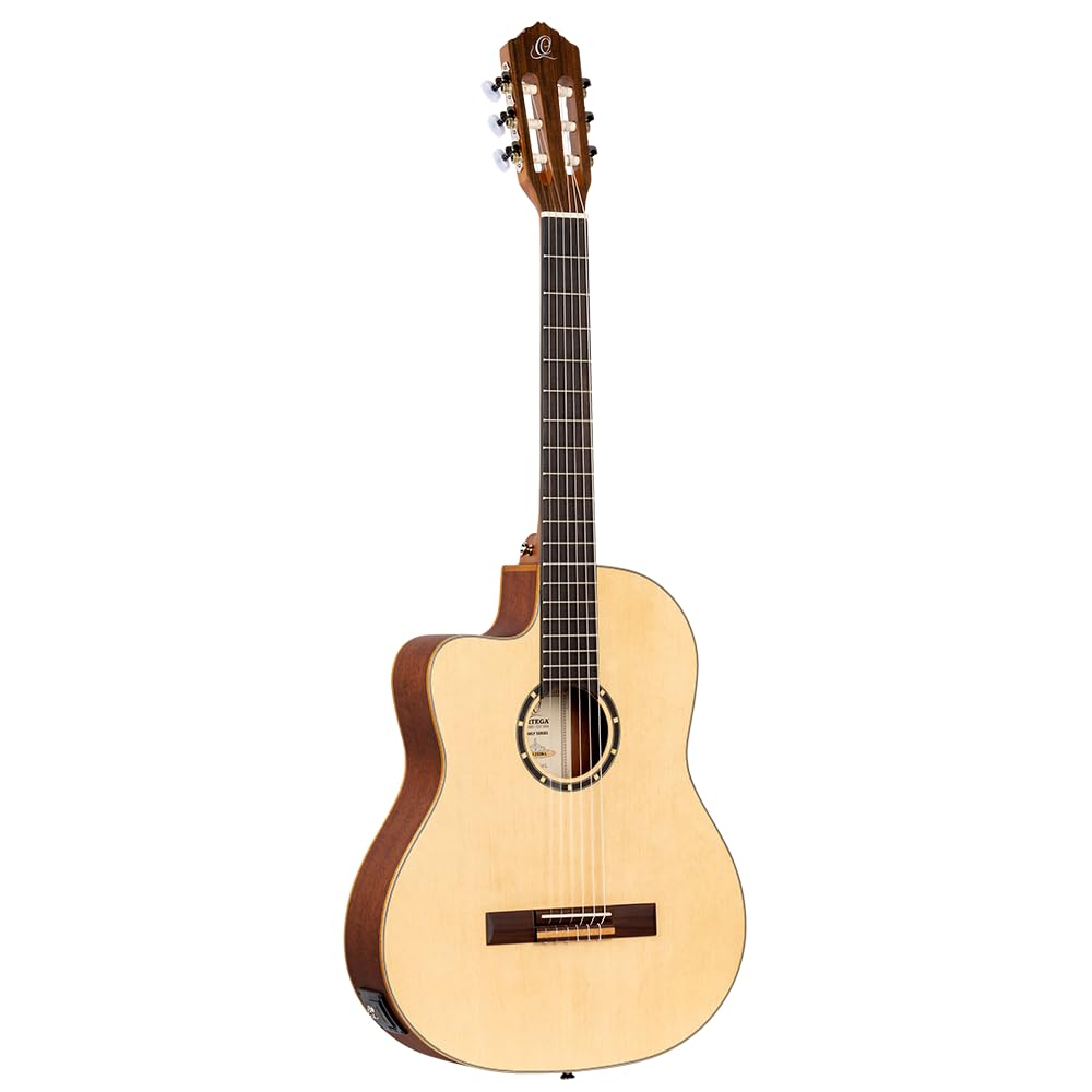 Ortega Guitars Chitarra Concerto per Mancini Thinline Elettro-acustica - Serie Family - Slim Neck - include Gig Bag - top in mogano/abete (RCE125SN-L)