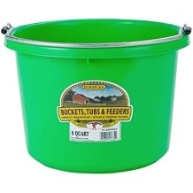 Miller Manufacturing P8LIMEGREEN Plastic Round Back Bucket for Horses, 8-Quart, Lime Green